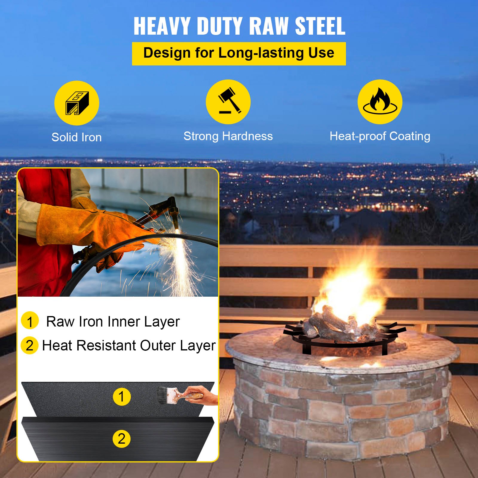 Wheel Fire Grate Fire Pit Log Grate 24-Inch Fire Pit Grate Round Fire Pit Wheels