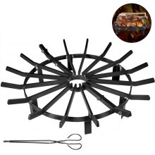 VEVOR 28in Fire Grate Log Grate ,Wagon Wheel Firewood Grates 16 Iron Bars, Fireplace Grates Burning Rack Holder 6 Legs for Indoor Chimney, Hearth Wood Stove and Outdoor Camping Fire Pit