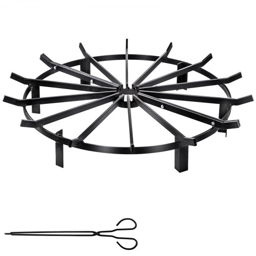 VEVOR 32in Fire Grate Log Grate ,Wagon Wheel Firewood Grates 16 Iron Bars, Fireplace Grates Burning Rack Holder 6 Legs for Indoor Chimney, Hearth Wood Stove and Outdoor Camping Fire Pit