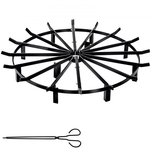 VEVOR 36in Fire Grate Log Grate ,Wagon Wheel Firewood Grates 16 Iron Bars, Fireplace Grates Burning Rack Holder 10 Legs for Indoor Chimney, Hearth Wood Stove and Outdoor Camping Fire Pit