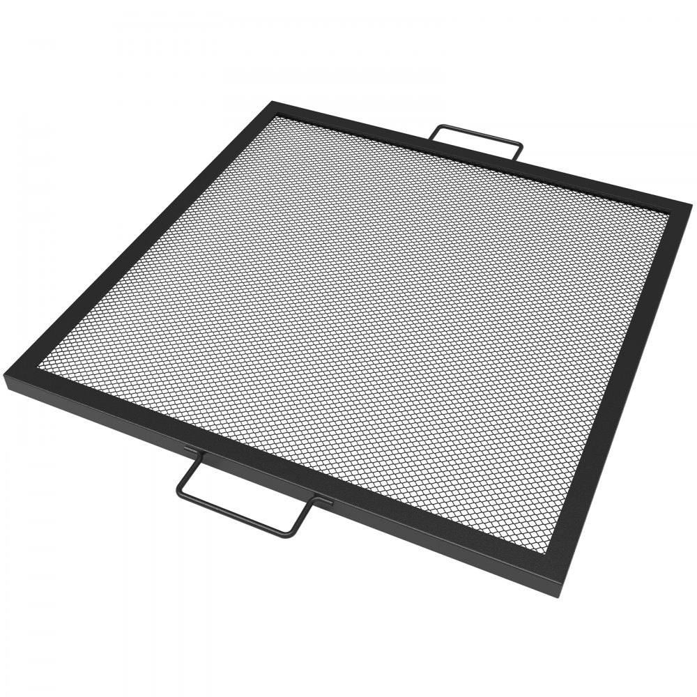 VEVOR Square Fire Pit Grate, 24 x 24 inch Fire Pit Grill Grate, X-Marks Square Grill Grate, Black Steel Fire Grate, Fire Pit Cooking Grate with Handles, Fire Grill Grate for Fire Pit, Campfire