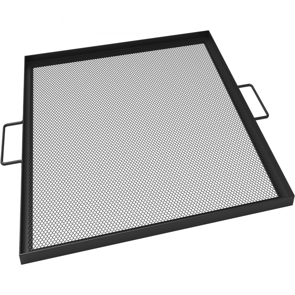 VEVOR Rejilla cuadrada para hoguera, 36.1 x 36.1 in, parrilla cuadrada X-Marks, rejilla de acero negro, parrilla para cocinar con asas, parrilla para hoguera, fogata