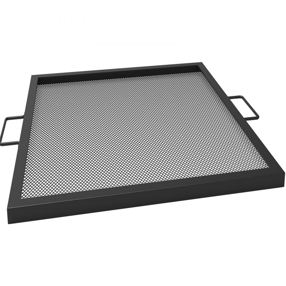 VEVOR Rejilla cuadrada para hoguera, 36.1 x 36.1 in, parrilla cuadrada X-Marks, rejilla de acero negro, parrilla para cocinar con asas, parrilla para hoguera, fogata