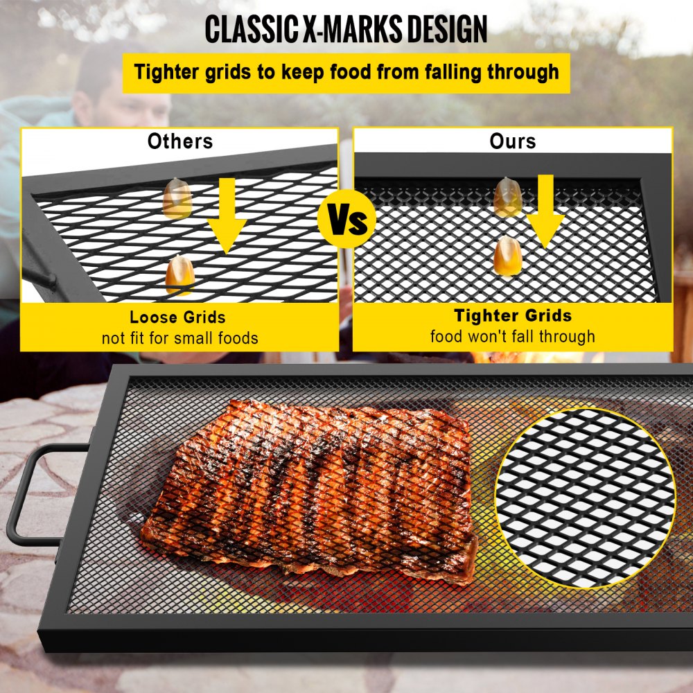 VEVOR Rectangle Cooking Grate Fire Pit Grill 40x15-inch Fire Pit Cooking Grate