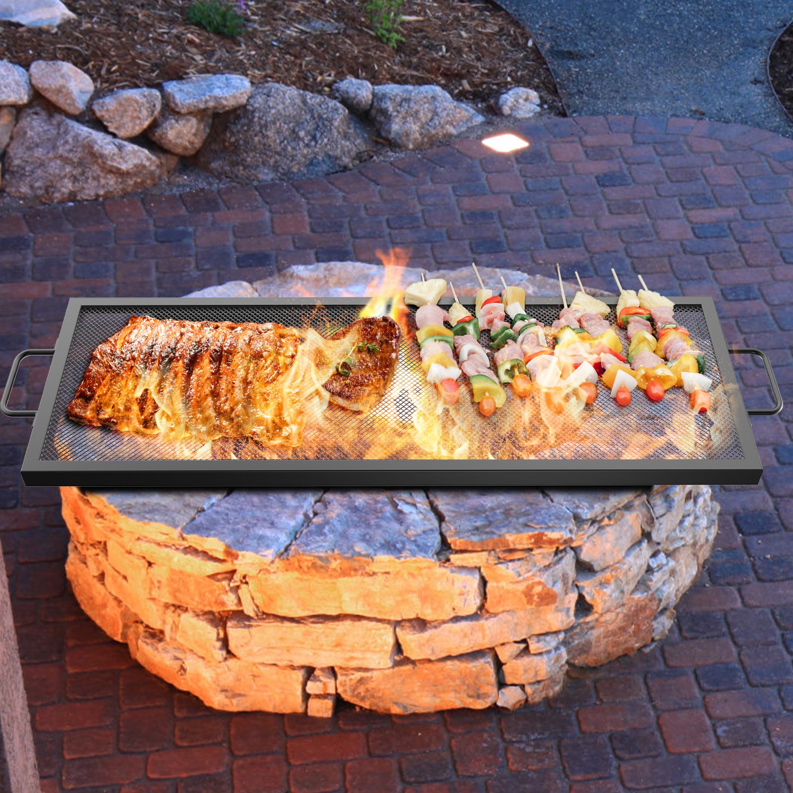 VEVOR Rectangle Cooking Grate Fire Pit Grill 40x15-inch Fire Pit Cooking Grate
