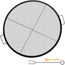 VEVOR Round Fire Pit Grate, 25\" Diameter Fire Pit Grill Grate, X-Marks Round Grill Grate, Black Steel Fire Grate, Fire Pit Cooking Grate with Handles, Fire Grill Grate for Outdoor Fire Pit, Campfire