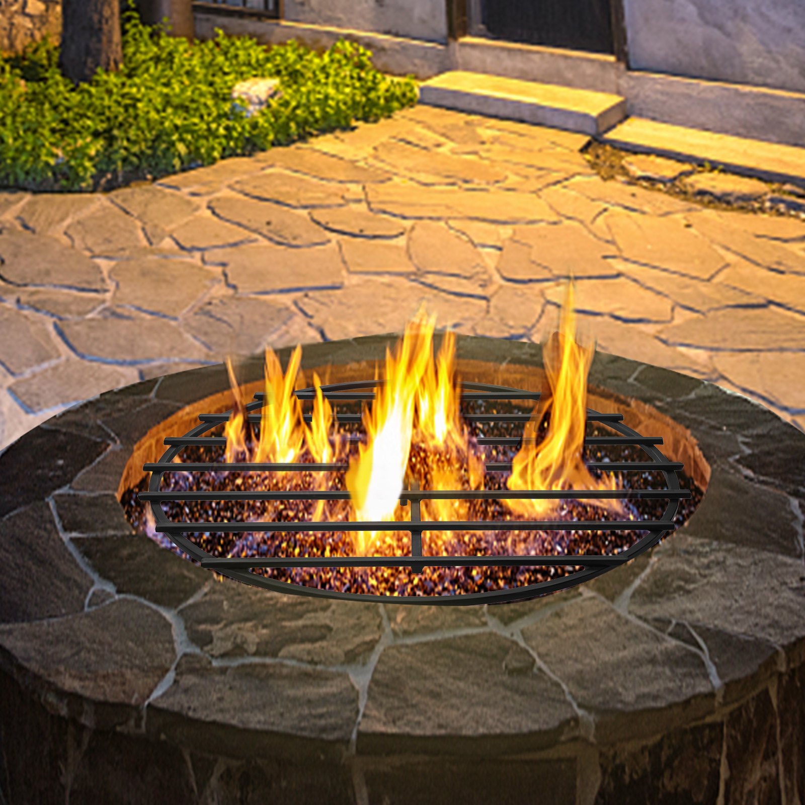 VEVOR Fire Pit Grate, Heavy Duty Iron Round Firewood Grate, Round Wood Fire Pit Grate 30", Firepit Grate with Black Paint, Fire Grate with 5 Removable Legs for Burning Fireplace and Firepits