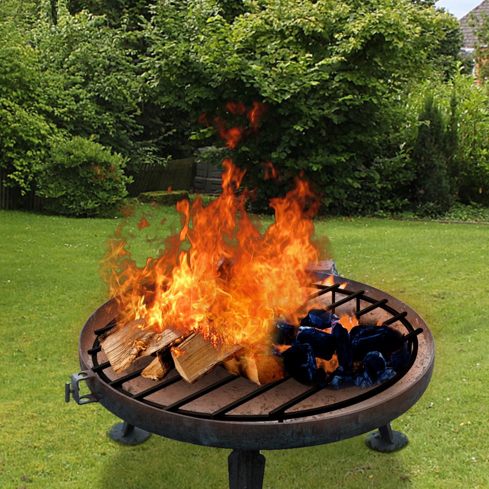 VEVOR Fire Pit Grate, Heavy Duty Iron Round Firewood Grate, Round Wood Fire Pit Grate 36", Firepit Grate with Black Paint, Fire Grate with 9 Removable Legs for Burning Fireplace and Firepits