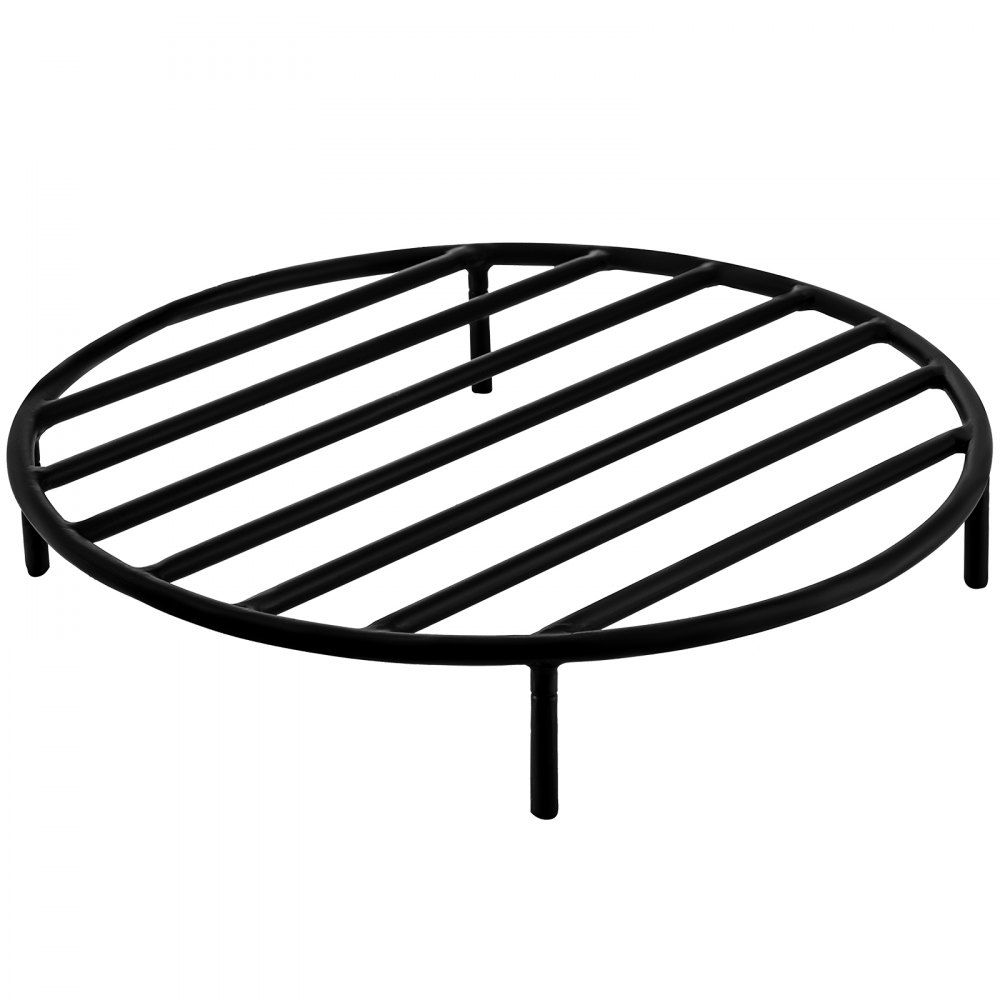 VEVOR Rejilla para hoguera, rejilla redonda de hierro resistente para leña, rejilla redonda de madera para hoguera de 19 pulgadas, rejilla para hoguera con pintura negra, rejilla para fuego con 4 patas redondas extraíbles para quemar chimeneas y hogueras