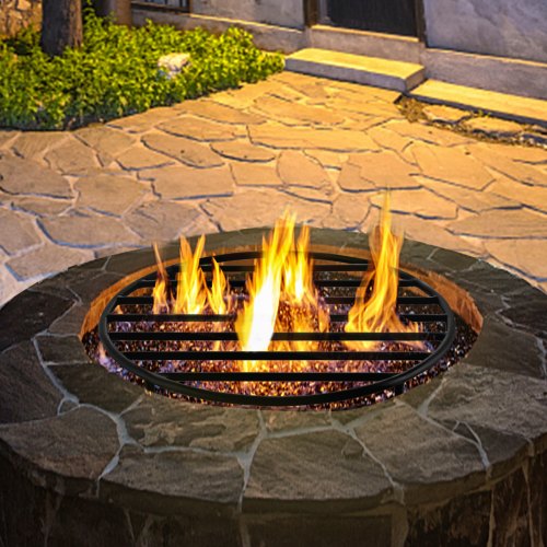 VEVOR Fire Pit Grate, Heavy Duty Iron Round Firewood Grate, Round Wood Fire Pit Grate 22", Firepit Grate with Black Paint, Fire Grate with 4 Removable Round Legs for Burning Fireplace and Firepits