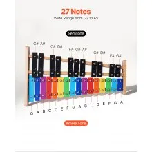VEVOR Glockenspiel Xylophone, 27 Notes, Professional Xylophone Percussion Instrument, with Colorful Metal Keys, Includes 4 Mallets, Carrying Bag, Beginner Musical Instrument Kit for Adults and Kids