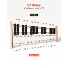 VEVOR Glockenspiel Xylophone, 27 Notes, Professional Xylophone Percussion Instrument, with Metal Keys, Includes 4 Mallets, Carrying Bag, Beginner Musical Instrument for Adults and Kids Music Teaching