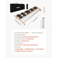 VEVOR Glockenspiel Xylophone, 27 Notes, Professional Xylophone Percussion Instrument, with Metal Keys, Includes 4 Mallets, Carrying Bag, Beginner Musical Instrument for Adults and Kids Music Teaching