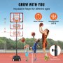 VEVOR basketbåge, 5-7 fot justerbar höjd bärbart ryggbrädesystem, 28 tums basketbåge och mål, barn och vuxna basketset med hjul, stativ och fyllbar bas, för utomhus/inomhus