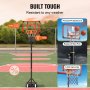 VEVOR basketball hoop with 27-inch backboard, 16-inch hoop, rustproof steel pole, and nylon net.