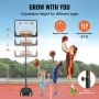 Σετ μπάσκετ VEVOR, φορητό σύστημα πλάκας ρυθμιζόμενου ύψους 5-7 ποδιών, στεφάνι και γκολ 32 ιντσών, παιδικό και ενήλικο σετ μπάσκετ με ρόδες, βάση και γεμιστή βάση, για εξωτερικούς/εσωτερικούς χώρους