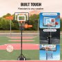 Cesta de basquete VEVOR, sistema de tabela portátil de altura ajustável de 5 a 7 pés, cesta e gol de basquete de 32 polegadas, conjunto de basquete infantil e adulto com rodas, suporte e base preenchível, para exterior/interno
