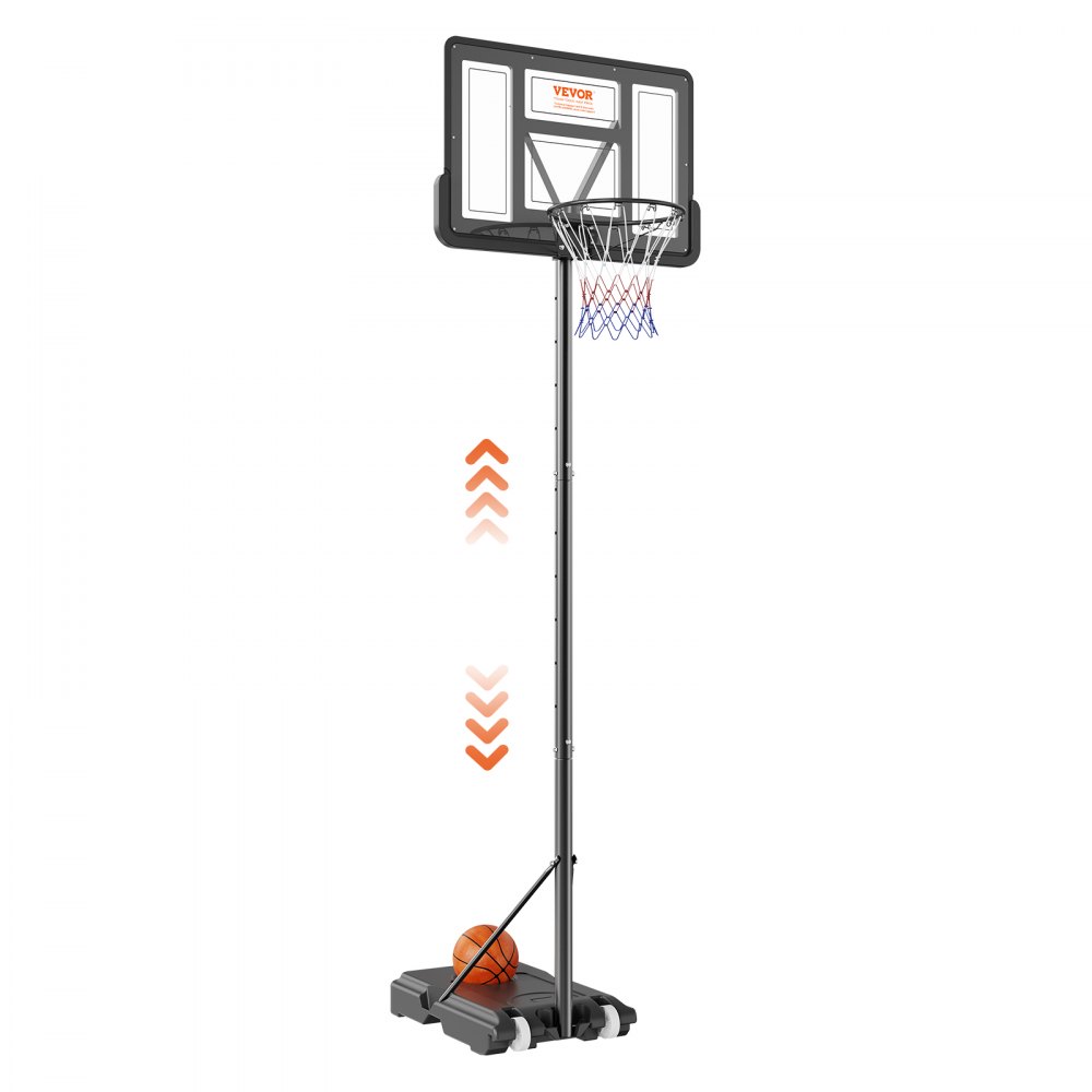 VEVOR Aro de baloncesto, sistema de tablero portátil de altura ajustable de 4 a 10 pies, aro y portería de baloncesto de 44 pulgadas, juego de baloncesto para niños y adultos con ruedas, soporte y base rellenable, para exterior/interior
