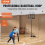VEVOR Basketball Hoop, 4-10 ft justerbar højde bærbart bagpladesystem, 44 tommer Basketball Hoop & Goal, Børn & Voksne Basketballsæt med hjul, stativ og udfyldelig base, til udendørs/indendørs