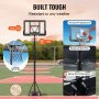 Cesta de basquete VEVOR, sistema de tabela portátil de altura ajustável de 4 a 10 pés, cesta e gol de basquete de 44 polegadas, conjunto de basquete infantil e adulto com rodas, suporte e base preenchível, para exterior/interno