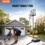 VEVOR Basketball Hoop, 4-10 ft Adjustable Height Portable Backboard System, 44 inch Basketball Hoop & Goal, Kids & Adults Basketball Set with Wheels, Stand, and Fillable Base, for Outdoor/Indoor