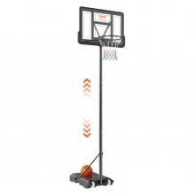 VEVOR Basketball Hoop, 4-10 ft Adjustable Height Portable Backboard System, 44 inch Basketball Hoop & Goal, Kids & Adults Basketball Set with Wheels, Stand, and Fillable Base, for Outdoor/Indoor