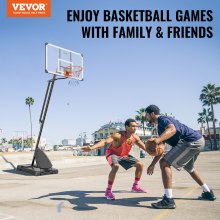 Basketbalový kôš VEVOR, systém prenosnej dosky s nastaviteľnou výškou 7,6-10 stôp, 54-palcový basketbalový kôš a bránka, basketbalová súprava pre deti a dospelých s kolieskami, stojanom a naplniteľnou základňou, pre vonkajšie/vnútorné