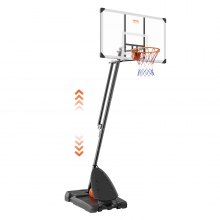 VEVOR Basketball Hoop, 7,6-10 fod justerbar højde bærbart bagpladesystem, 54 tommer Basketball Hoop & Goal, Børn & Voksne Basketballsæt med hjul, stativ og udfyldelig base, til udendørs/indendørs