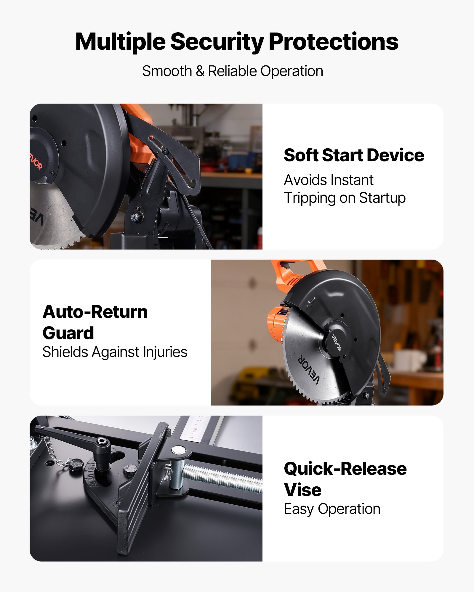 VEVOR Chop Saw, 14-inch Stainless Steel Cold Cut Blade, 3500 W Powerful Brushless Motor, 750-1200 r/min Adjustable Speed, Metal Cutting Chop Saw for Metal Square and Flat Tubes, Steels (240V/60HZ)