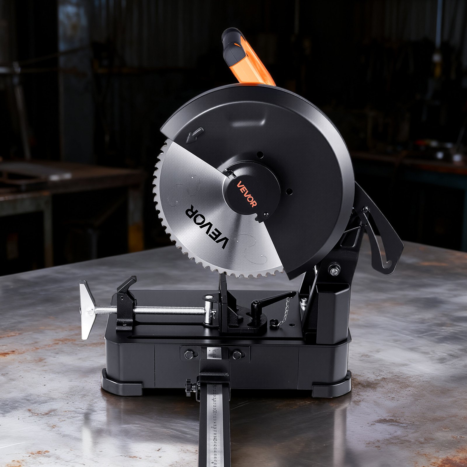 VEVOR Chop Saw, 355 mm Stainless Steel Cold Cut Blade, 3500 W Powerful Brushless Motor, 750-1200 r/min Adjustable Speed, Metal Cutting Chop Saw for Metal Square and Flat Tubes, I-Shaped Steels