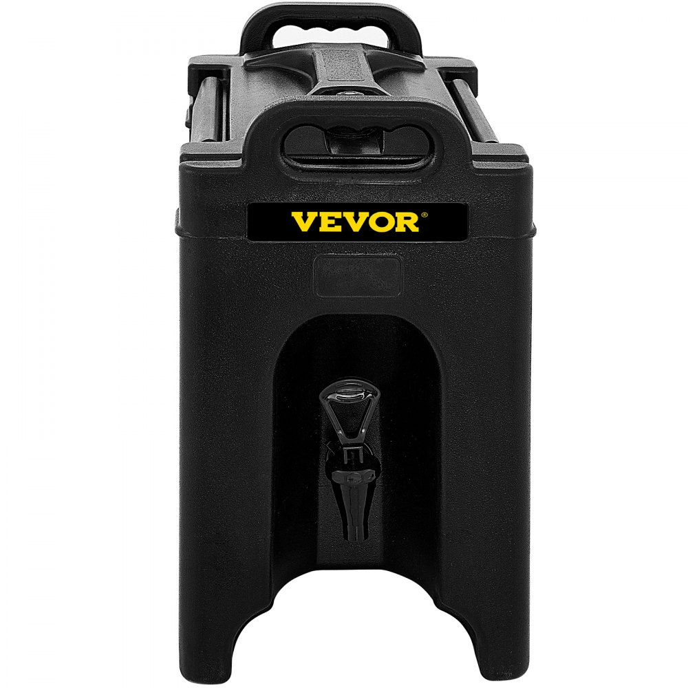 VEVOR Insulated Beverage Dispenser, 2.5 Gal, Double-Walled Beverage Server w/ PU Insulation Layer, Hot and Cold Drink Dispenser w/ 2-Stage Faucet Handles Nylon Latches Vent Cap, NSF Approved, Black