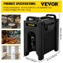 VEVOR Insulated Beverage Dispenser 2 PCS, 10 Gal, Double-Walled Beverage Server w/ PU Insulation Layer, Hot & Cold Drink Dispenser w/ 2-Stage Faucet Handles Nylon Latches Vent Cap, NSF Approved, Black