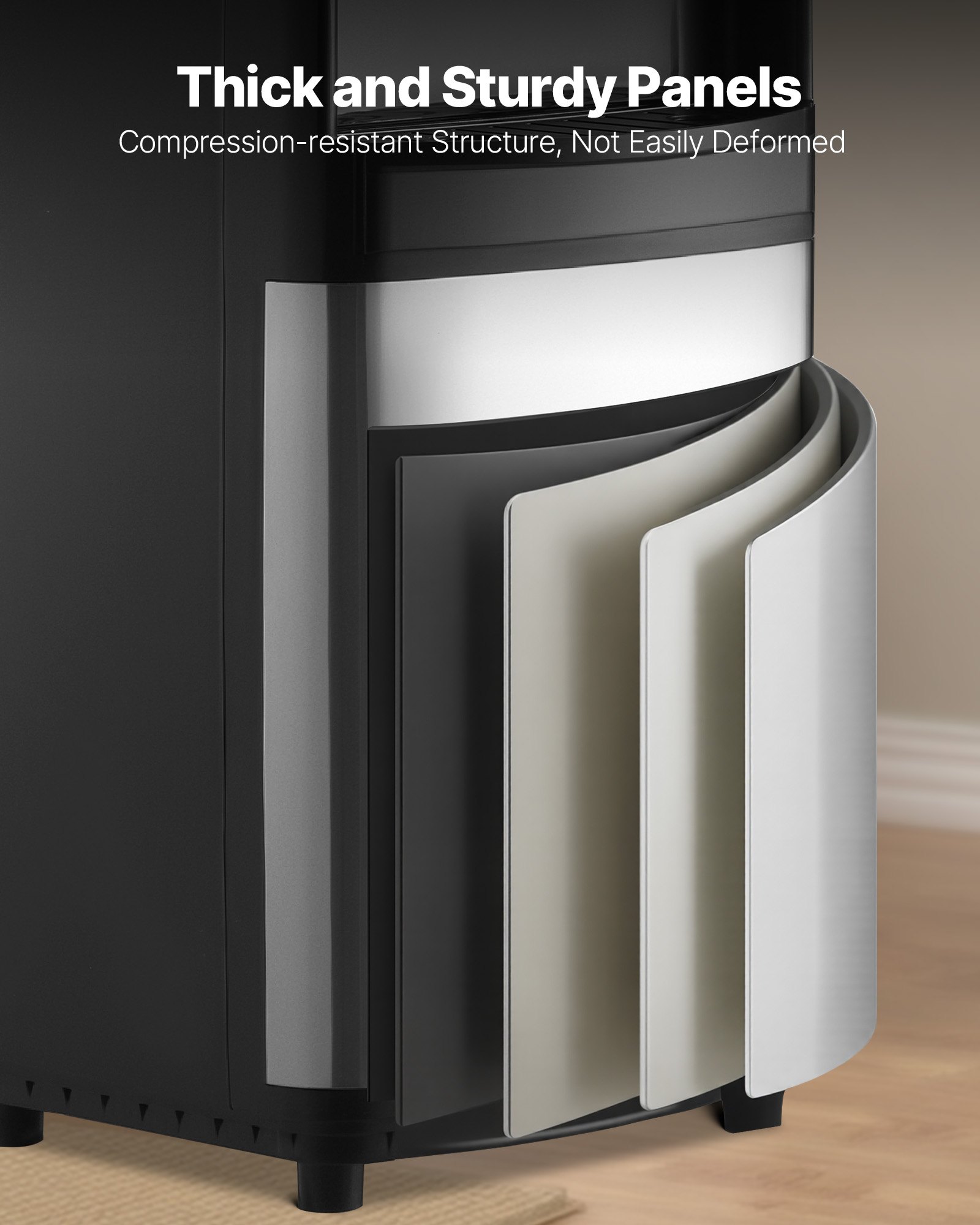 VEVOR Top Loading Water Cooler Dispenser, Hot and Cold Water Dispenser for 3 or 5 Gallons Bottles, Sturdy Stainless Steel and Child Security Lock, Ideal for Homes, Kitchens, Offices, Dorms, Black