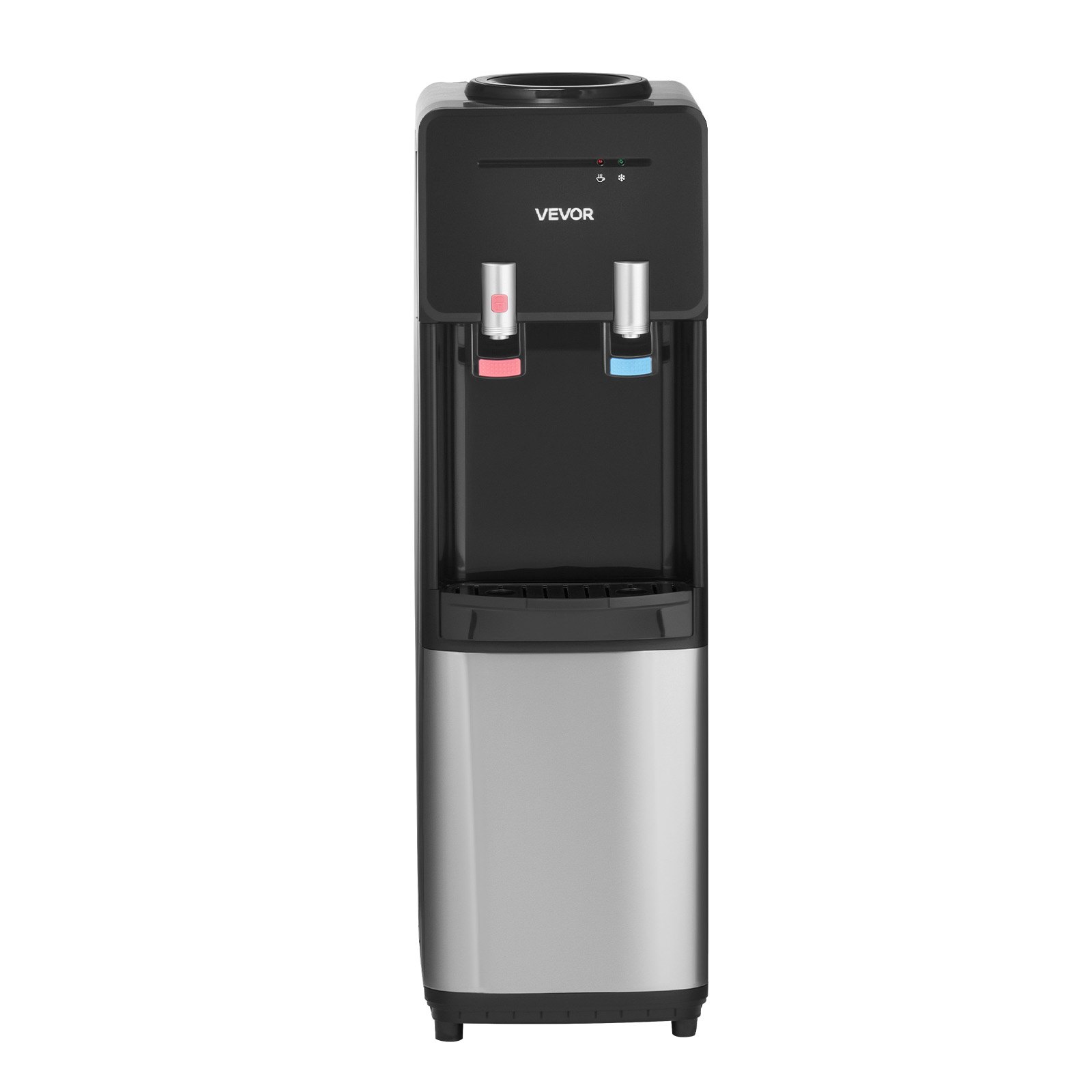VEVOR Top Loading Water Cooler Dispenser, Hot and Cold Water Dispenser for 3 or 5 Gallons Bottles, Sturdy Stainless Steel and Child Security Lock, Ideal for Homes, Kitchens, Offices, Dorms, Black