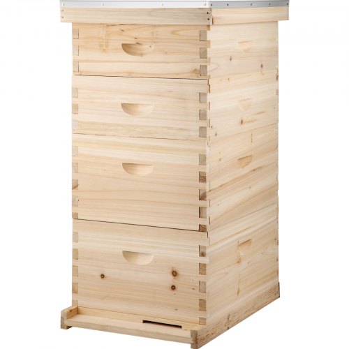 VEVOR Langstroth Bee Hive 4 Layer Langstroth Box 20 Frame Beehive Frames 2 Brood Box 2 Super Box Langstroth Beehive Kit
