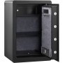 VEVOR home safe with open door, showing interior shelves and secure locking bolts.