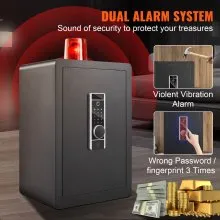 VEVOR Safe, 2.2 Cubic Feet Home Safe, Steel Security Safe with Fingerprint, Digital Keypad and 2 Keys, Cabinet Safe with Large Fire-proof Bag, Protect Cash, Gold, Jewelry, Documents, 15.8x13x23.6 inch