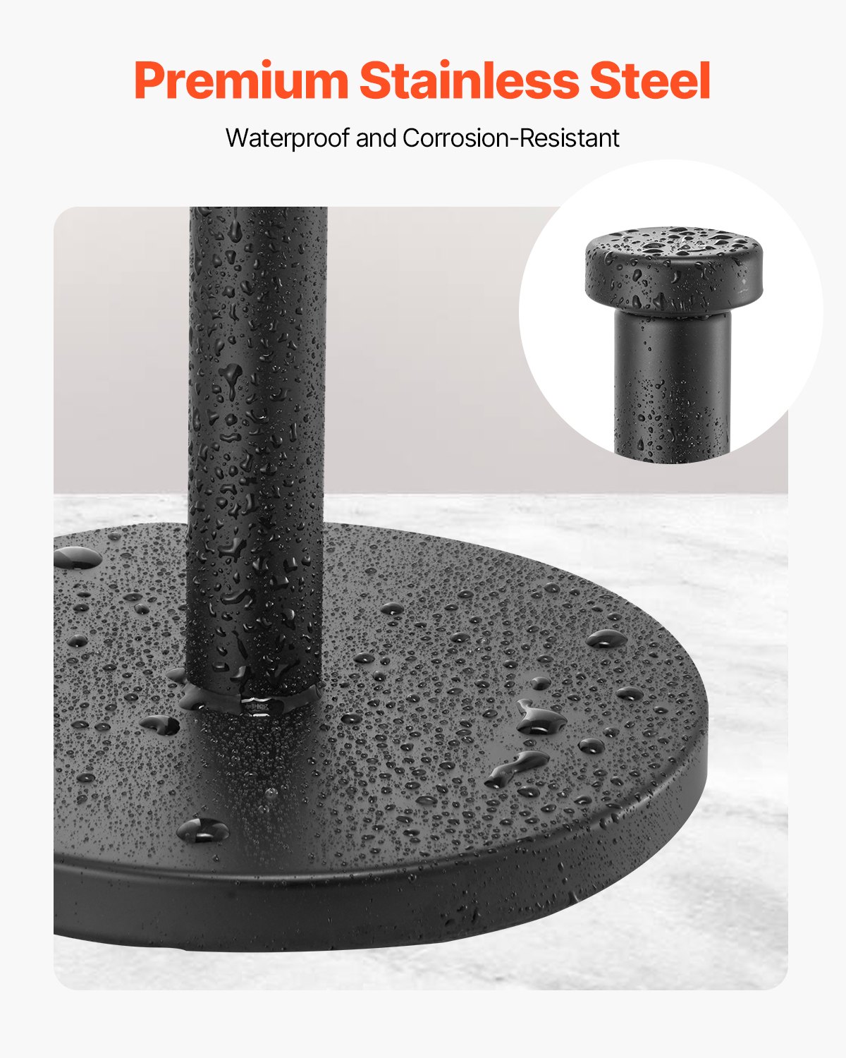 VEVOR Paper Towel Holder Countertop, Stainless Steel Kitchen Paper Towel Stand with Weighted Base and Suction Cups, Non-slip Countertop Kitchen Paper Roll Holders for Kitchen Bathroom