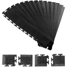 VEVOR Male Garage Floors Transition Edge Kit, 12 Edges and 4 Corners, Sturdy PVC Interlocking Modular Garage Floor Edging Slip-resistant, Compatible Only with VEVOR 4-Sided Interlocking Mats, Black