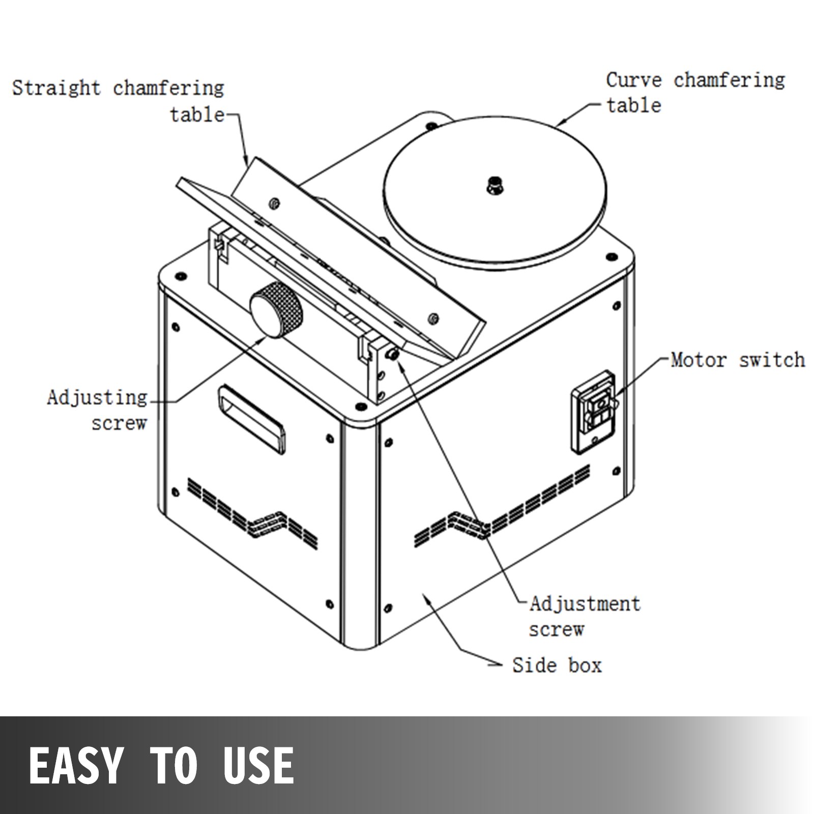 VEVOR TX-R800D Electric Chamfering Machine, 0-3mm Straight and 0-2.5mm Curve Height, 45° Angle Vertical Complex Chamfer for Deburr