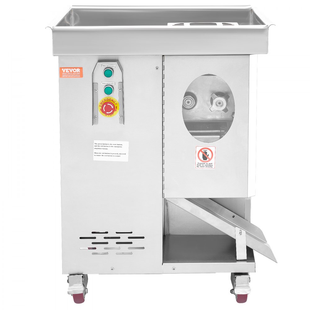 VEVOR Meat Cutter Machine, 1100W Meat Slicer, 1102 lb/h Commercial Meat Cutting Machine, Stainless Steel, 5 mm Thickness, Detachable Blades, Electric Food Slicer for Kitchen Restaurant Supermarket