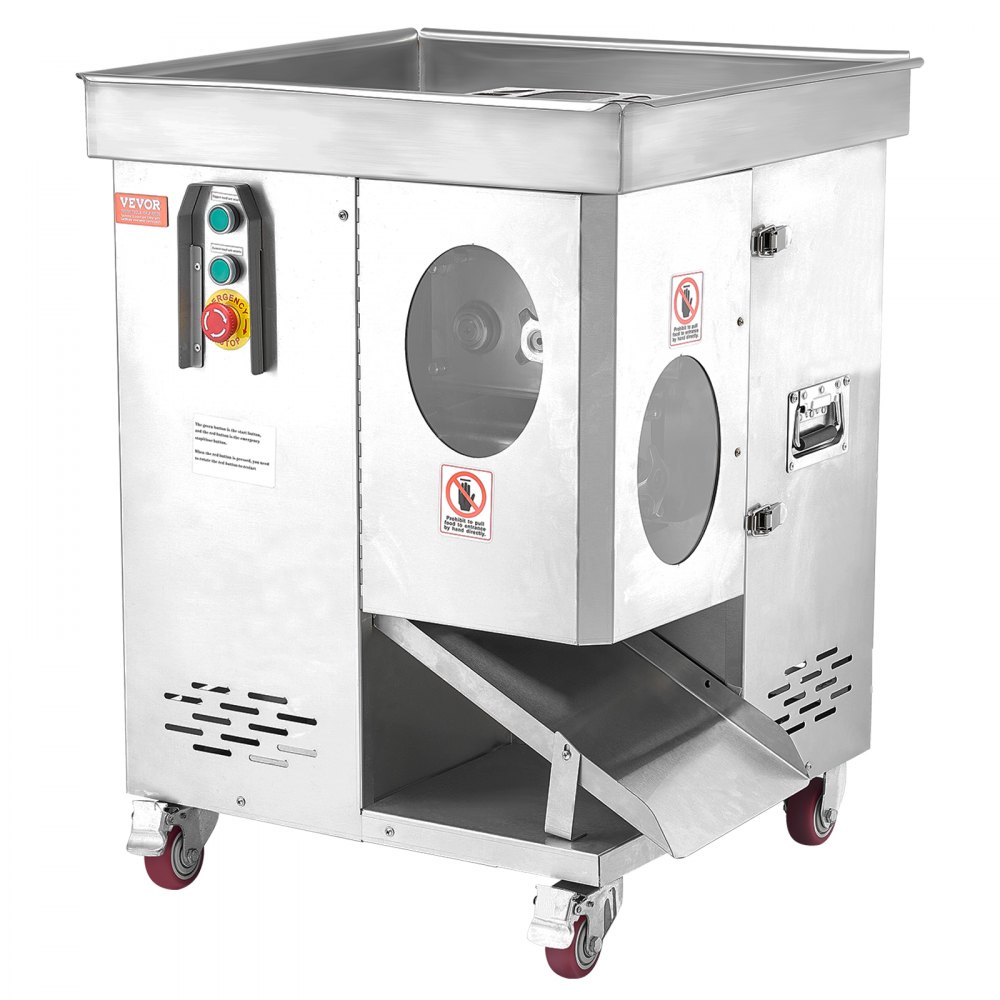 VEVOR Meat Cutter Machine, 1100W Meat Slicer, 1102 lb/h Commercial Meat Cutting Machine, Stainless Steel, 5 mm Thickness, Detachable Blades, Electric Food Slicer for Kitchen Restaurant Supermarket