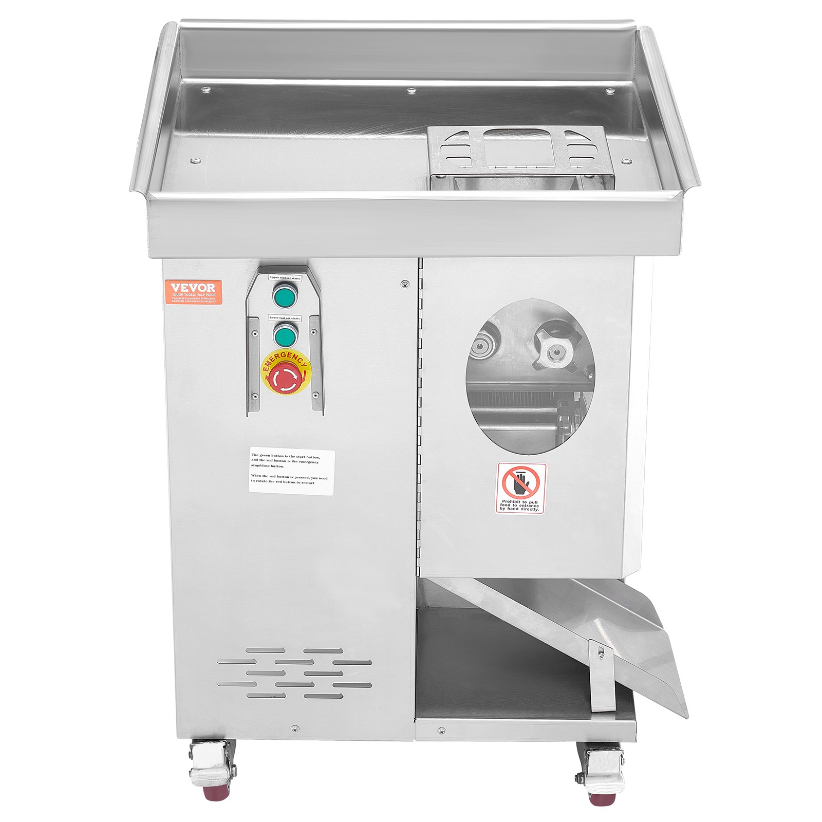 VEVOR Meat Cutter Machine, 1100W Meat Slicer, 1102 lb/h Commercial Meat Cutting Machine, Stainless Steel, 5 mm Thickness, Detachable Blades, Electric Food Slicer for Kitchen Restaurant Supermarket