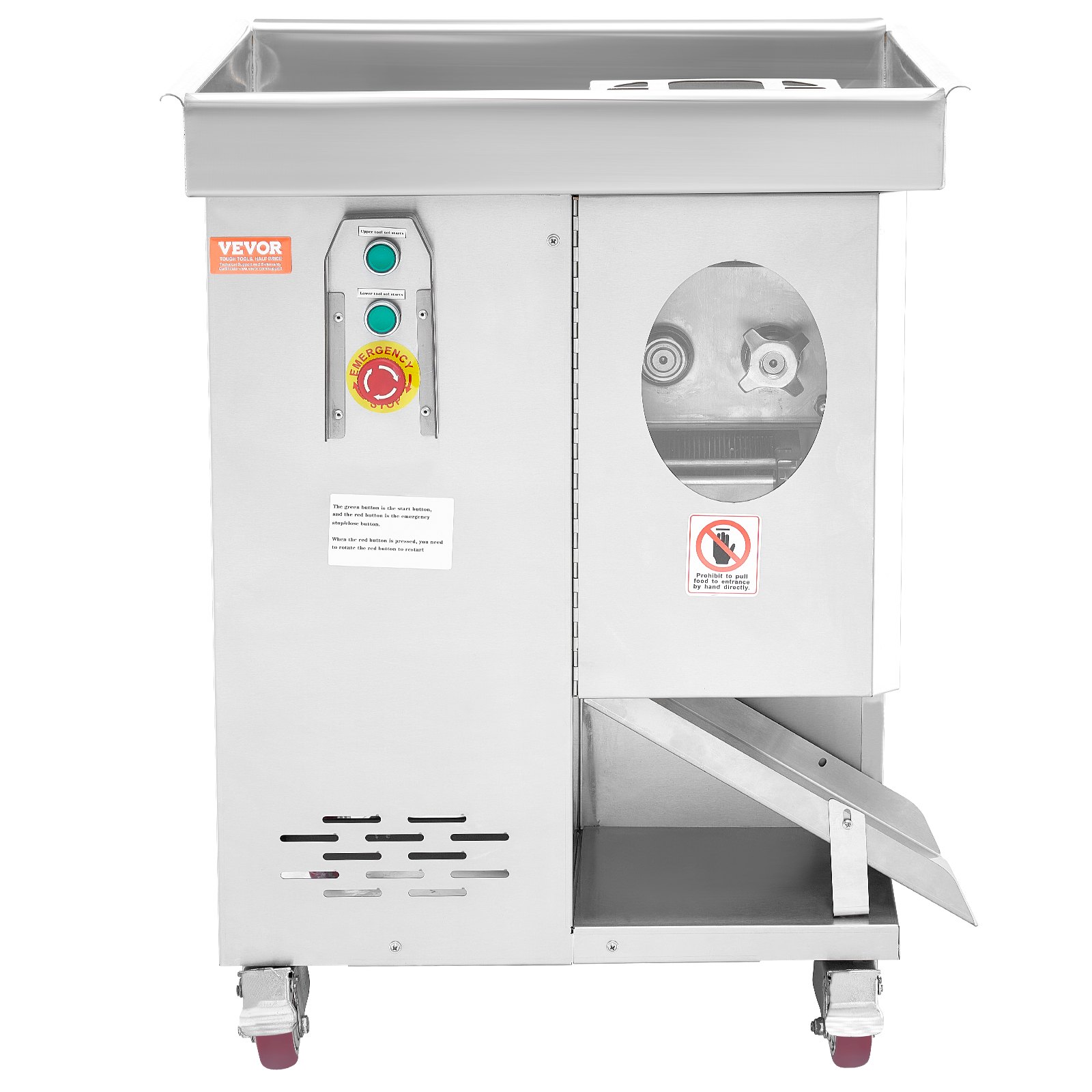 VEVOR Meat Cutter Machine, 1100W Meat Slicer, 1102 lb/h Commercial Meat Cutting Machine, Stainless Steel, 5 mm Thickness, Detachable Blades, Electric Food Slicer for Kitchen Restaurant Supermarket