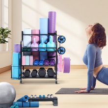 Home Gym Workout Equipment Organizer Yoga Mat Storage Weight Rack Dumbbell