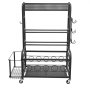 VEVOR Yoga Mat Storage Rack, Home Gym Workout Equipment Organizer, Powder Coated Finish Steel Yoga Mat Holder with Hooks & Wheels, Weight Rack for Dumbbell, Kettlebell, Foam Roller, and Yoga Strap