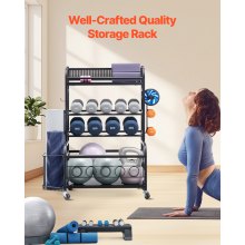 Home Gym Workout Equipment Organizer Yoga Mat Storage Weight Rack Dumbbell