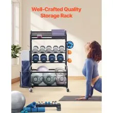 VEVOR Home Gym Workout Equipment Organizer Yoga Mat Storage Weight Rack Dumbbell