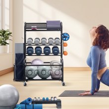 Home Gym Workout Equipment Organizer Yoga Mat Storage Weight Rack Dumbbell