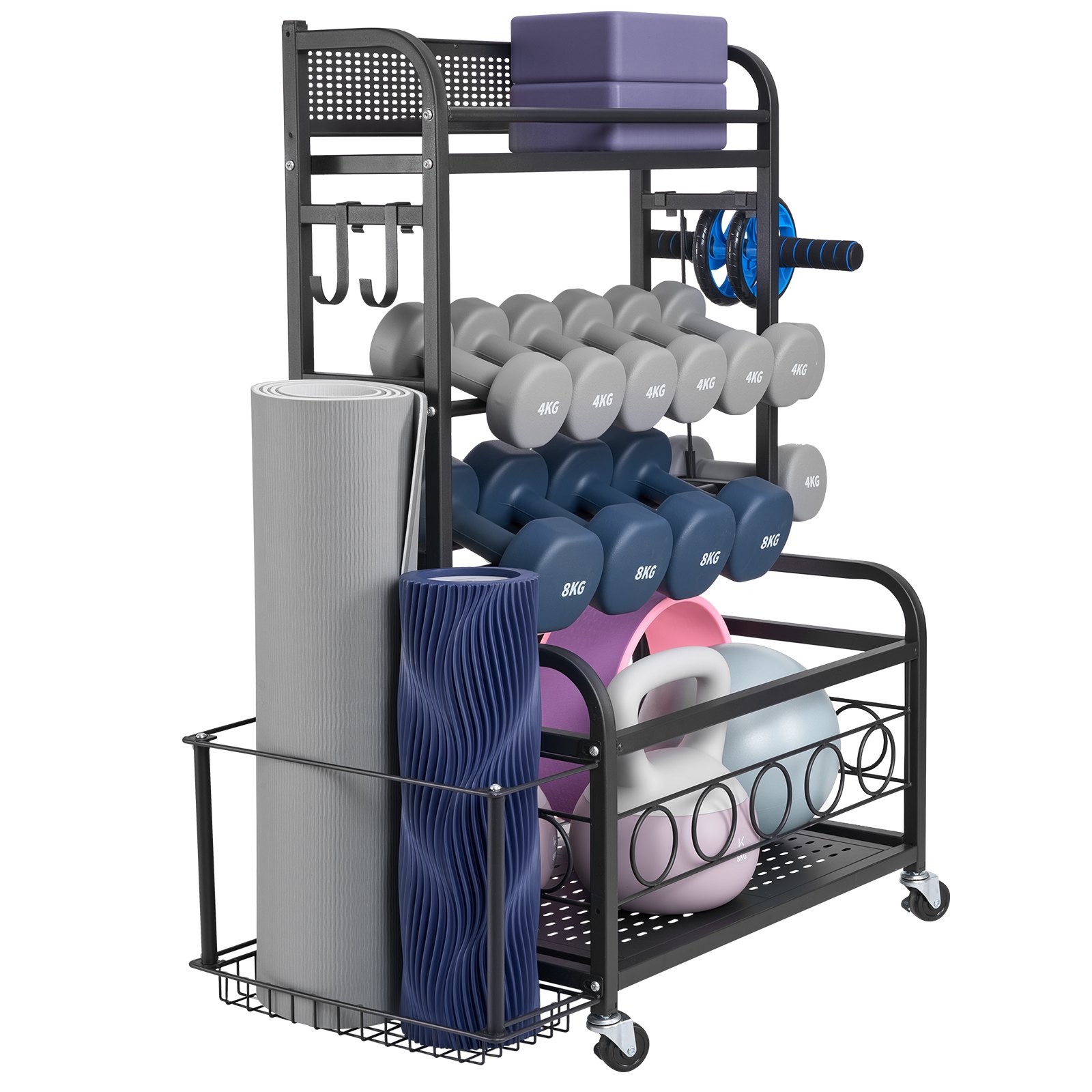 VEVOR Home Gym Workout Equipment Organizer Yoga Mat Storage Weight Rack Dumbbell 870 x 405 x 1010 mm